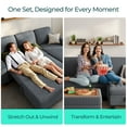 thumbnail image 4 of LINSY HOME Pull Out Couch Chaise Lounge, Plush Corduroy Convertible Loveseat Sofa Couch with Storage Ottoman, Dark Gray, 4 of 11
