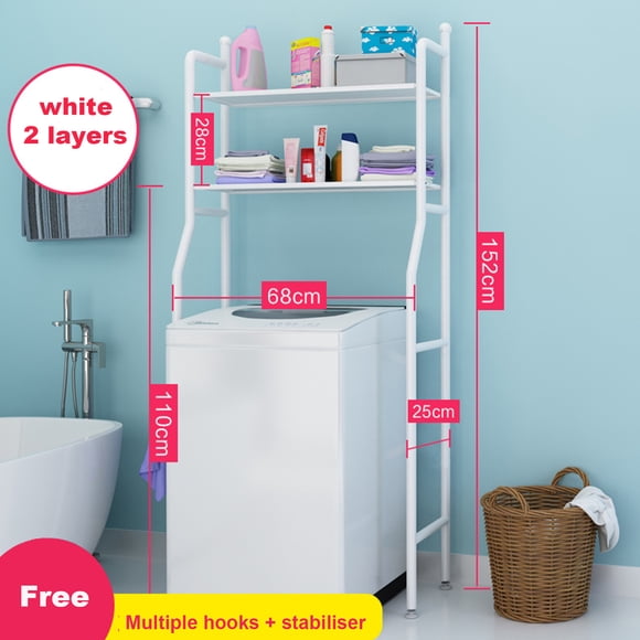 TFixol 2 Shelf Bathroom Space Saver Over The Toilet Rack Bathroom Corner Stand Storage Organizer Accessories The Washing Machine,Bathroom Tower Shelf white