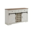 thumbnail image 2 of Farmhouse Wine Bar Cabinet w/Sliding Barn Door, 58" Kitchen Coffee Bar Cabinet w/Wine & Glass Rack, Storage Shelves, 3 Drawers, Rustic Large Buffet Sideboard for Dining Room, Antique White, 2 of 9