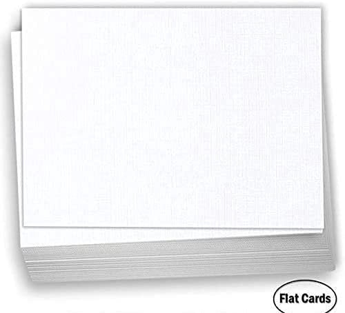 Hamilco 5x7 White Linen Cardstock Paper Blank Index Cards Flat Card Stock Heavyweight 100lb Cover 100 Pack