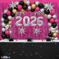 thumbnail image 5 of PMU 12 Pc Set Congrats Grad Balloon | Grad Balloons 2026 Silver Balloons with Hot Pink Curtain Backdrop | Graduation Decoration Mylar, 5 of 6