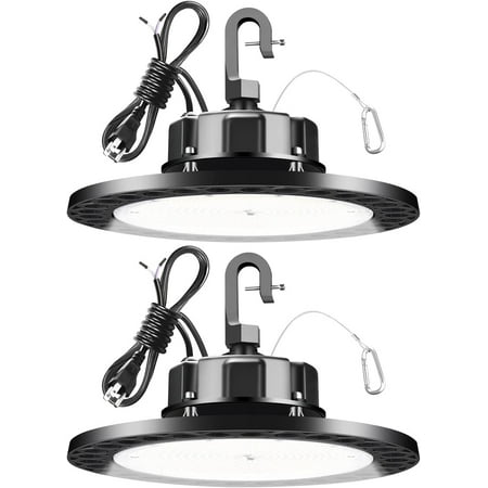 

MANXING LED High Bay Light 240W 0-10V Dimmable 36 000LM LED UFO Light Fixture [1000W MH/HPS Equiv.] 5000K 5 Cable with US Plug 100-277V for Commercial Area Lighting 5-Year Warranty Pack of 2