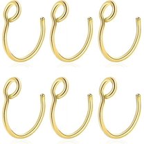 Cterwk 6PCS 316L Stainless Steel Fake Nose Ring Hoop Clip on Non Piercing Lip Rings 20G 8mm for Women Men