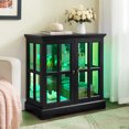thumbnail image 3 of LED Curio Display Cabinet with Adjustable Glass Shelves, Retro Antique Design Glass Door Bookcase for Home Decor and Collectibles Storage, Black, 3 of 9