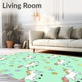 thumbnail image 2 of ODIKA 4'x6' Machine Washable Non-Slip Area Rug, Starlit Fantasy Meadow with Unicorns and Interlocking Pastel Lettering High Traffic Rug with Pad, Green, 696109, 2 of 8