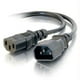 C2g Câble d'Extension d'Alimentation de l'Ordinateur (Câbles à Emporter) 1pi 18 Awg (iec320c13 à Iec320c14) – image 1 sur 2