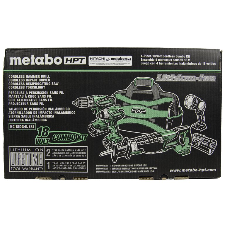 Metabo HPT KC18DG4L(S) 18V 4-Piece Cordless Lithium-Ion Tool Combo