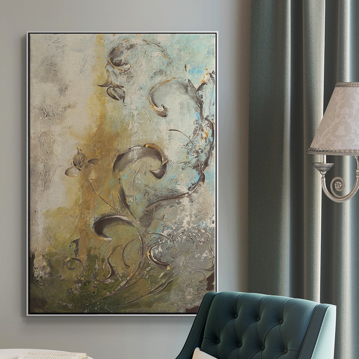 Enchanted Garden I Framed Premium Gallery Wrapped Canvas - Ready to Hang - 25 x 37 - White Floating Frame