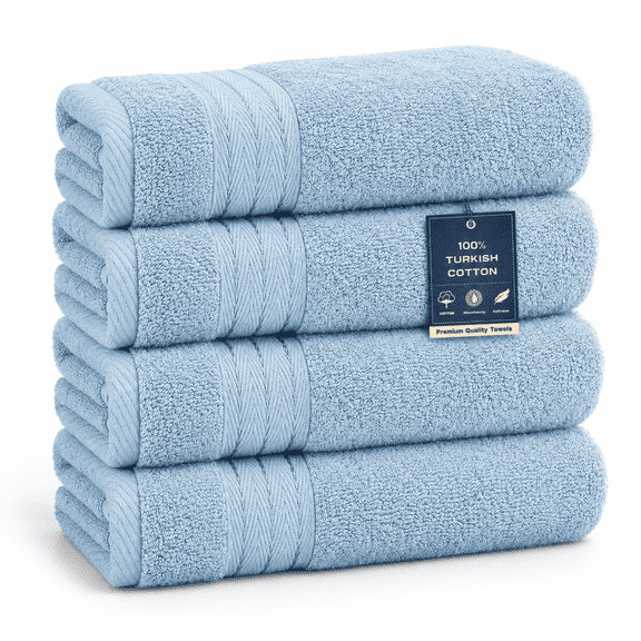 Luxury Hand Towels 4 Light Blueton 650 Gsm