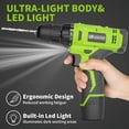 thumbnail image 5 of 12V Cordless Drill Set, 650 RPM Power Electric Drill set with 21+1 Settings, Battery, Charger & 30+ Drill Bits, 3/8" Keyless Chuck with LED Light for Home DIY (Green), 5 of 7