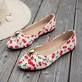 thumbnail image 6 of Women's Cherry Print Ruched Ballet Flat Shoes Low Top Pointed Toe Metal Decora Slip On Casual Walking Dressy Loafers, 6 of 7