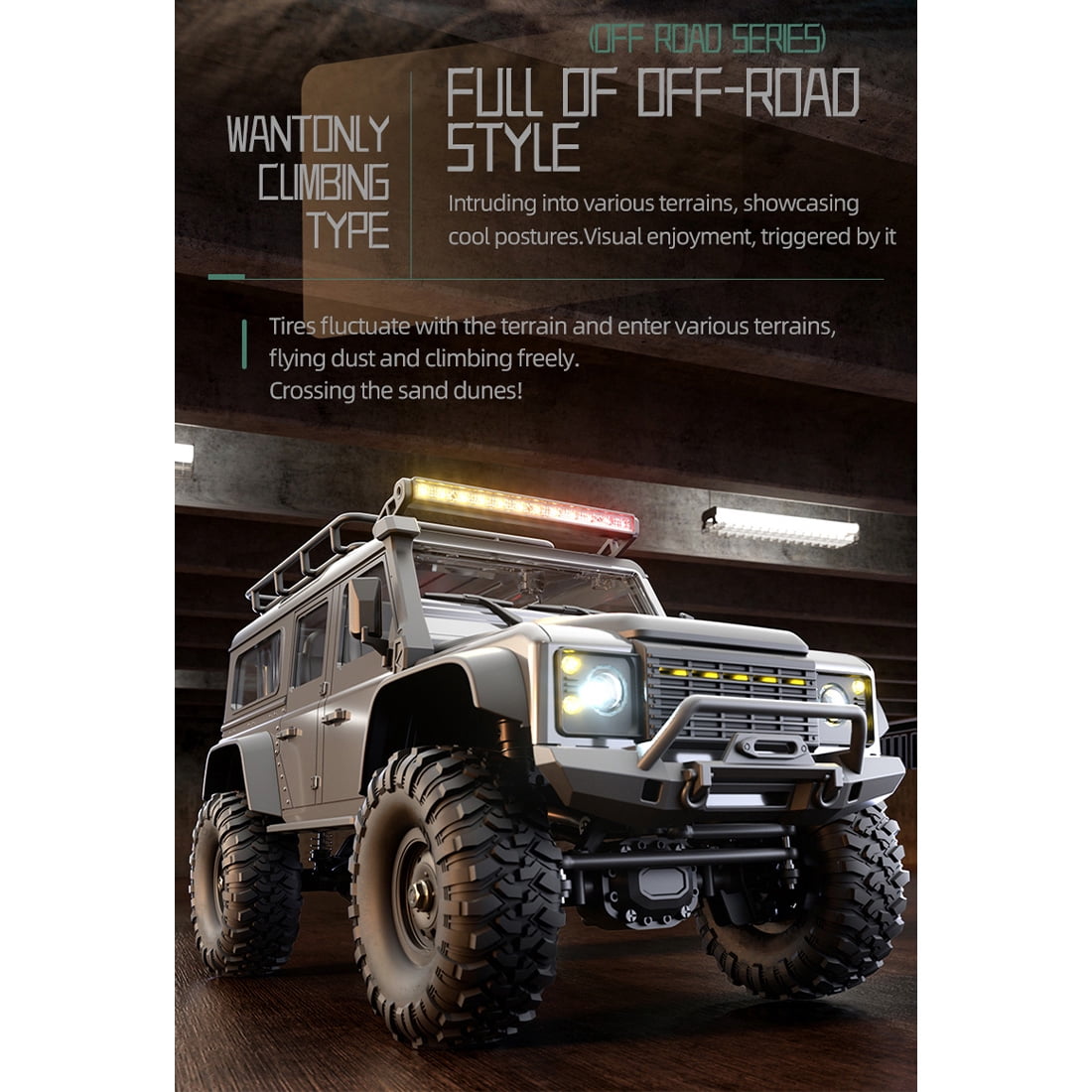All-Terrain RC Rock Crawler Car, 1/16 Scale 2.4G Full-Proportional 4WD RC Climbing Car with LED Lights, Long Playtime, Collectible Gift for Adults (RTR Version)