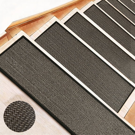 Linen Style Stair Treads, 29.9 x 7.8 Inch Non Slip Rubber Backed Mats, Absorbent Stair Protectors for Adults and Pets Home Entryway and Hallway Decor
