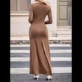thumbnail image 4 of Vestido de Noche con Abertura y Falda Larga para Mujer, Otoño e Invierno 2025, Color Liso, A Marrón L, 4 of 10