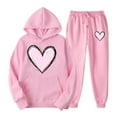 thumbnail image 2 of Feancey Prime Sales Women's Hooded Sweat Suits 2025 Valentines Day Heart Print Y2K Hoodies and Jogger Pants Teen Girl Casual Tracksuit 2 Piece Outfits with Pockets Pink 3XL, 2 of 7