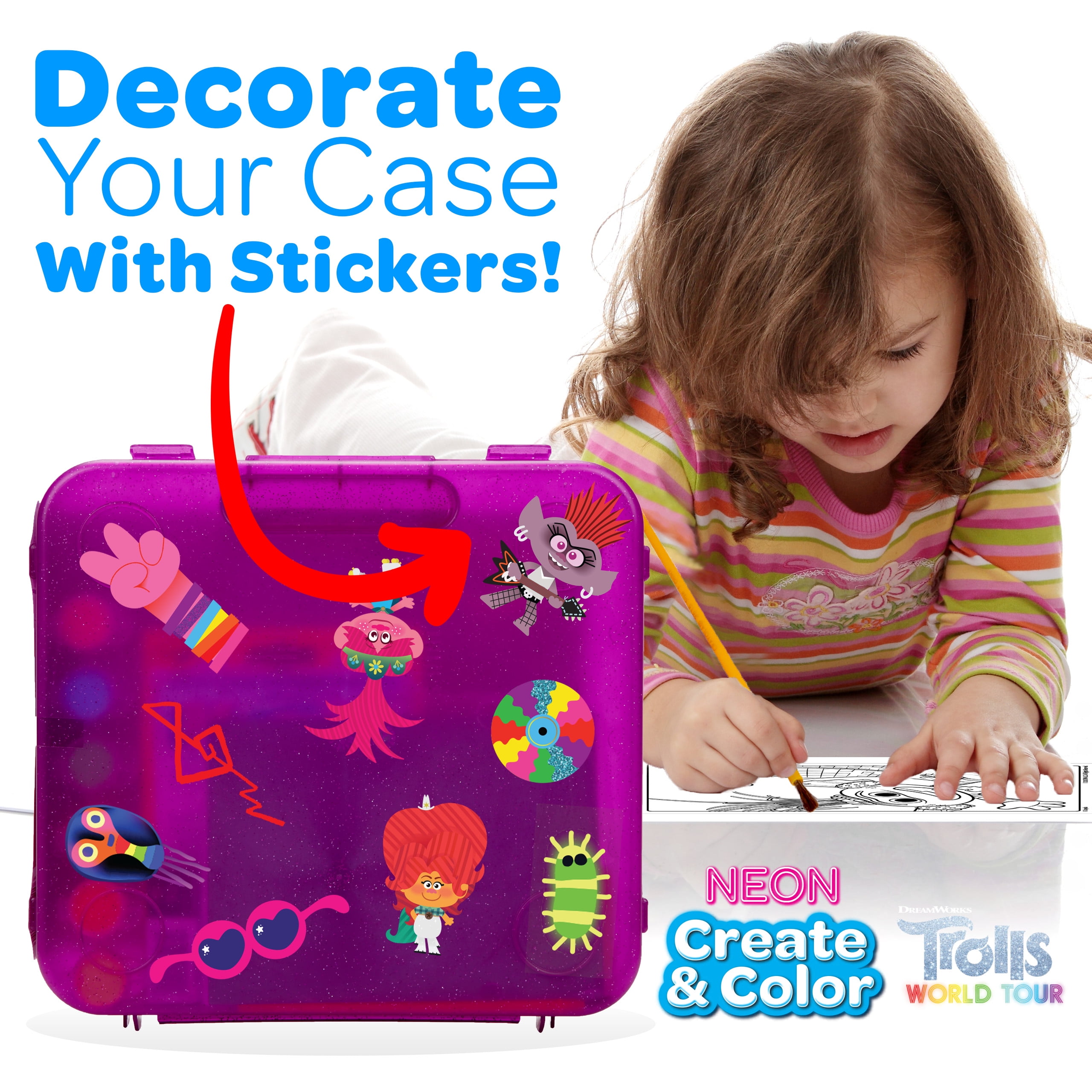 Crayola Trolls Neon Create & Color Art Set, over 70 Pieces, Gift for Kids