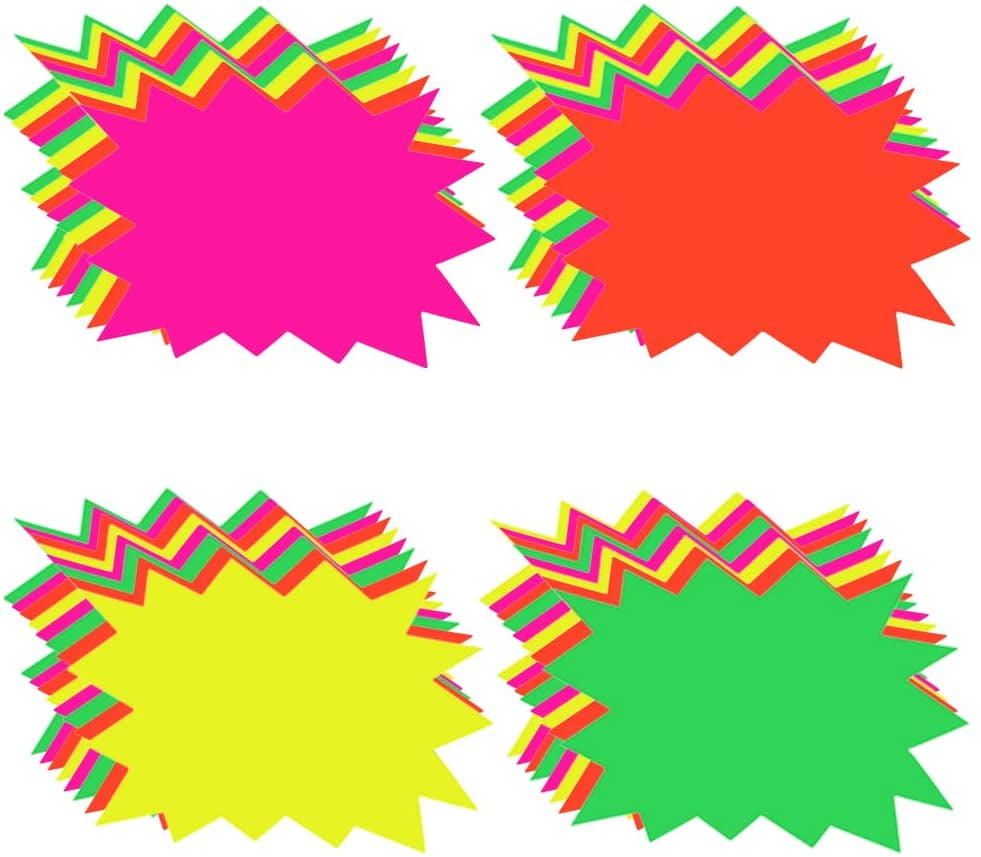 160Pcs Fluorescent Starburst Sale Signs, STONCEL Neon Paper Star Burst ...