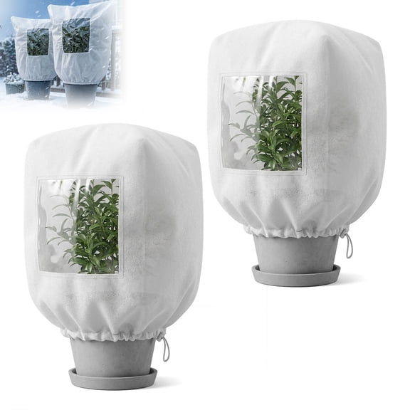 2 Pack Plant Frost Protection Covers with Clear Viewing Window, Zipper & Drawstring, Reusable Frost Covers for Outdoor Plants, Trees & Shrubs