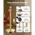 thumbnail image 4 of KFFKFF Stanchions and Velvet Ropes 8Pcs, Hollow Base with Stainless Steel Post, 6 Red Velvet Ropes and Posts, Crowd Control Barriers Gold Stanchions, 4 of 9