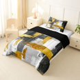 thumbnail image 2 of Homewish Gray Gold Stripes Twin Comforter Sets,Modern Geometric Artwork Bedding Set,Black Reversible,2-Piece,1 Comforter and 1 Pillowcase, 2 of 7