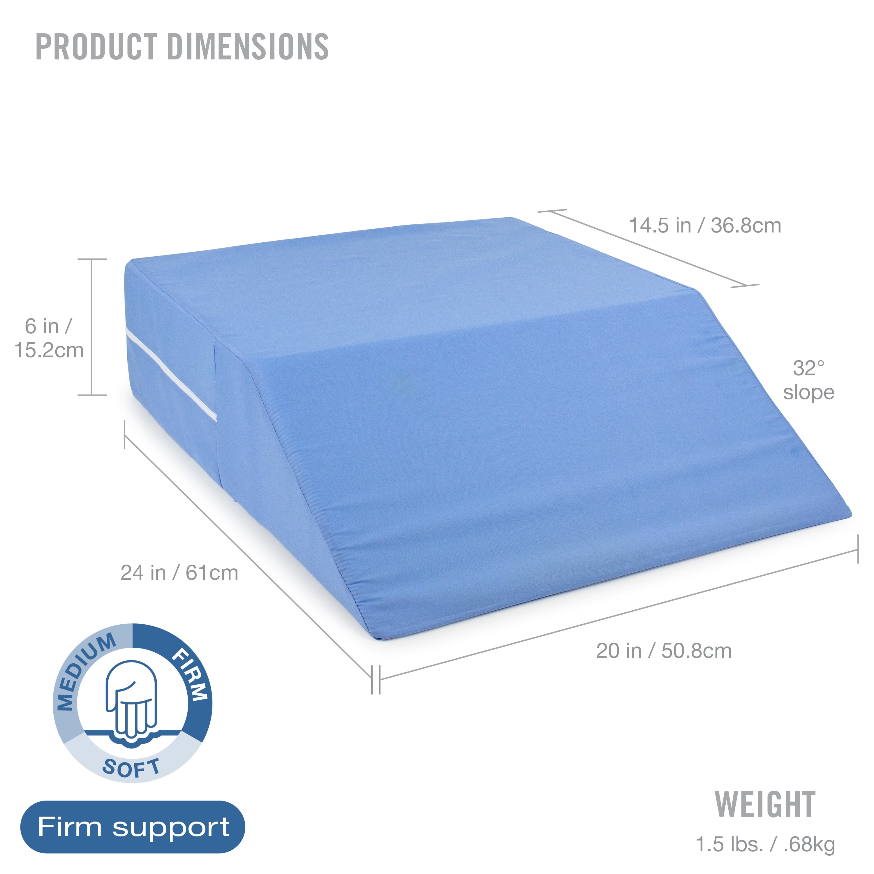 Elevated Leg Pillow Ortho Bed Wedge Back Pain Injury Improve Circulation Blue 