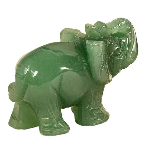 1.5 Inch Cartoon Elephant Ornament Aventurine Simulation Animal Figurine Delicate Stone Engrave Gift Desktop Decor (Green)