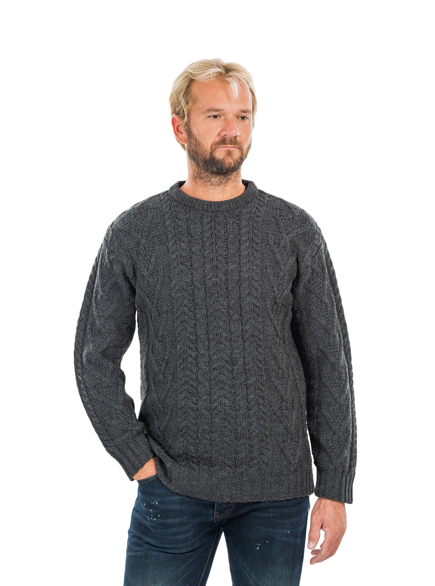 wool fisherman sweater mens