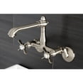 thumbnail image 2 of Kingston Brass KS7228BEX Essex Double-Handle Wall-Mount Bridge Kitchen Faucet, Brushed Nickel, 2 of 5