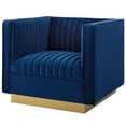 thumbnail image 5 of Tufted Armchair and Sofa Set, Velvet, Blue Navy, Modern Contemporary Urban Design, Living Lounge Room Hotel Lobby Hospitality, 5 of 6