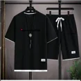 thumbnail image 4 of Traje explosivo llamativo de verano para exteriores para hombre Traje deportivo de moda coreana para hombre Camiseta de manga corta + pantalones cortos deportivos Traje para hombre, 4 of 4