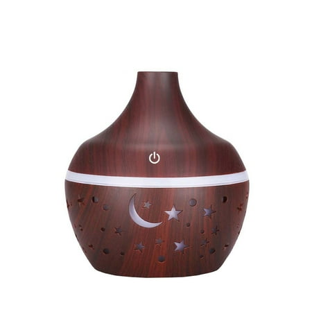 

Felirenzacia Star Sky Wood Grain Creative Hollow Star Moon Humidifier Colorful Translucent Mini Portable 130ML Aromatherapy Machine