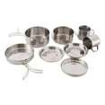thumbnail image 4 of Langgg 8 Piece/Set Portable Camping Hiking Pot Pan Cup Backpacking Picnicking Stainless Steel Cookware Kit Foldable Handle Tableware, 4 of 7
