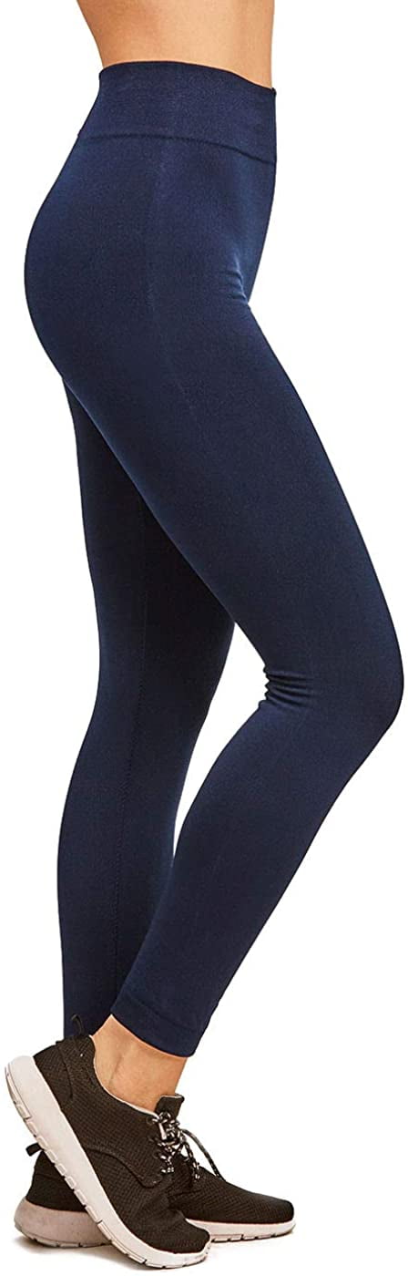 Trulfit, Comfort Stretch, Seamless Leggings, Fleece Lined, Blue Large