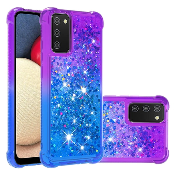 Funda para Samsung Galaxy A02S Transparente con Brillos Carcasa Protectora Antigolpes con Glitter Brillante