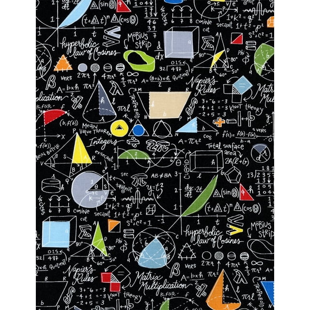 Timeless Treasures Math Fabric Symbols on Chalkboard Back to School by The Yard
