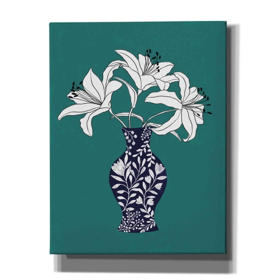 Epic Graffiti 'Lily On Teal' by Ioana Horvat, Giclee Canvas Wall Art, 26"x34"