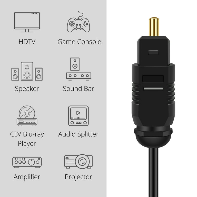 TNP Premium Mini Toslink to Toslink Digital Optical Audio Cable (10 Feet) -  Standard Toslink to Mini Toslink Male Plug Connector Adapter Converter