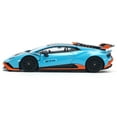 thumbnail image 3 of Lamborghini Huracan STO Blue with Black Top and Orange Accents 1/64 Diecast Model Car by Pop Race, 3 of 5