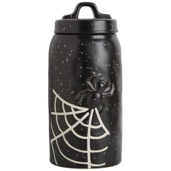 Home Essentials & Beyond R24-94076 46 oz Black Spider Web Canister with Lid for Unisex