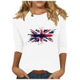 thumbnail image 2 of 4th of July Shirts Womens Red White and Blue Blouses Memorial Day T Shirt for Women 4th of July Top Womens 4th of July Tee Fashionable Women's Pullover Printed Casual Round Neck 3/4 Sleeve Top, 2 of 4