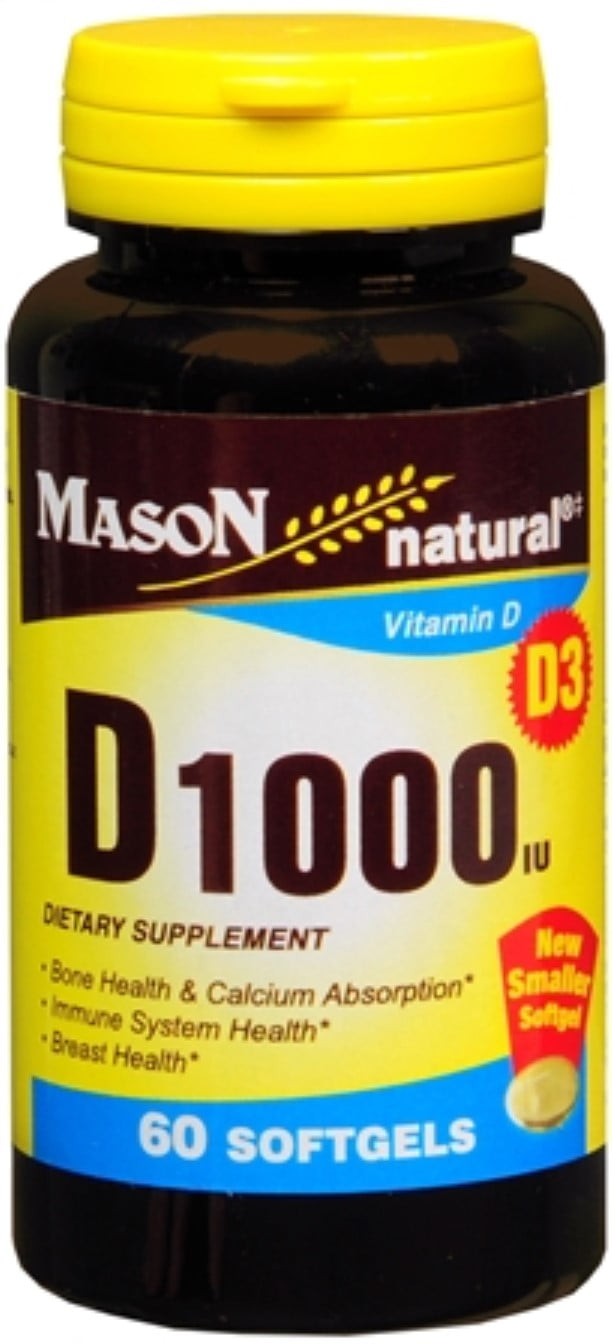 Mason Natural D1000 IU Vitamin D, 60 Softgels, 4 Pack