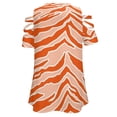 thumbnail image 5 of Tiger Print Orange Womens Summer V Neck Zipper Top Short Sleeve T Shirt Off Shoulder Top Casual Classy Loose Shirts, 5 of 7