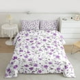 thumbnail image 2 of Manfei Chic Flowers 3 Pieces Queen Comforter Set for Teens Boys Girls,Grey Purple Ultra Soft Bedding Sets,Spring Graden Bedding Comforter Set,Luxury Bedroom Decor, 2 of 8