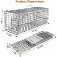 thumbnail image 2 of Humane Animal Cage Trap - Collapsible Galvanized Steel Live Cage Trap for Raccoons, Groundhogs & Stray Cats, 24"x8"x7", Indoor/Outdoor Use (Catch & Release), 2 of 7