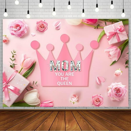 Image of 7x5ft Happy Mother s Day Backdrop Best Mom Ever I Love You Mom Mother Day Party Decorations Blush Pink Rose Gifts Photography Background for Women Thanks Mother s Day Banner Photo Booth Props