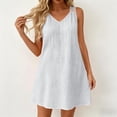 thumbnail image 2 of Zynoxe Mini Dresses for Women Summer V-neck Sleeveless Hollow Out Strap Sundress Casual Ventilate Peasant Gauze Lounge Beach Dresses White L, 2 of 9