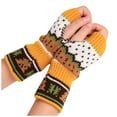 thumbnail image 2 of Lilgiuy Women's Fingerless Gloves Winter Warm Knitted Texting Gloves Half Finger Stretchy Chrtstmas Mittens for Riding Camping Hiking Yellow, 2 of 4