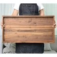 thumbnail image 3 of KINGCRAFT 28 x 15 inches Extra Large Wood Trays For Ottoman With Handles FSC Natural Handmade Black Walnut Serving Tray Vintage Decorative Platters For Oversized Ottoman Kitchen, 3 of 12
