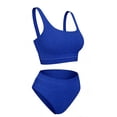 thumbnail image 4 of UTSJKR Women's Ribbed High Waisted Bikini Set, Square Neck 2 Piece Swimsuit for Summer Trendy and Textured Beach Wear Blue XL, 4 of 9