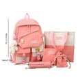 thumbnail image 4 of Mochila De Colores En Contraste 5 bolsas de campus con estuche para lápices antiarañazos para viajes de trabajo (rosa), 4 of 9